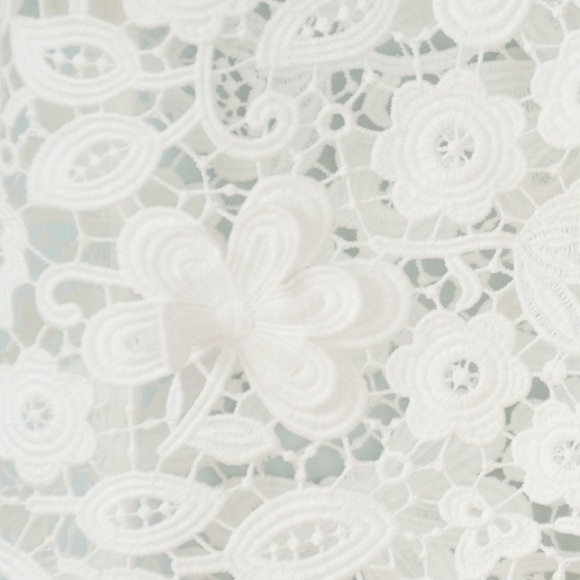 Self Portrait Long Sleeve Off White Lace 3D Mini Dress - Picture 6 of 9